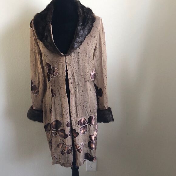 Vintage Velvet, Silk & Faux Fur Duster Robe cape coat cover - Picture 8 of 8